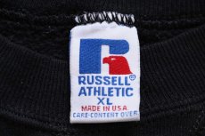 画像4: 90s USA製 RUSSELLラッセル WESTERN 発泡プリント 前V スウェット 黒×ピンク XL (4)