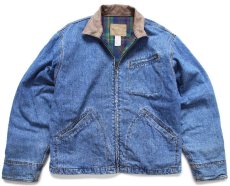 画像1: 90s GAPギャップ 91-Bタイプ チェックライナー デニム ワークジャケット M (1)