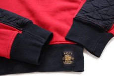 画像5: 00s ポロ ラルフローレン ツートン キルティング 切り替え ユニオンジャック パッチ付き ハイネック ハーフジップ スウェット XXL★特大 (5)