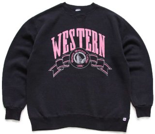 90s USA製 RUSSELLラッセル 無地 前V スウェット 黒 L☆ブランク