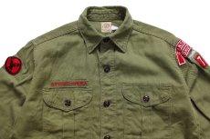 画像3: 60s BSA ボーイスカウト パッチ付き コットンツイルシャツ オリーブ 13.5 (3)