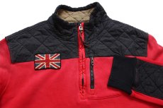 画像3: 00s ポロ ラルフローレン ツートン キルティング 切り替え ユニオンジャック パッチ付き ハイネック ハーフジップ スウェット XXL★特大 (3)