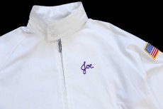 画像3: 80s USA製 SPORTSMASTER Payson,Az エルクス チェーン刺繍 星条旗パッチ付き ジャケット 白 L (3)