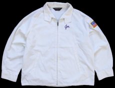 画像2: 80s USA製 SPORTSMASTER Payson,Az エルクス チェーン刺繍 星条旗パッチ付き ジャケット 白 L (2)