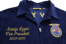 画像4: USA製 FFA NEW YORK チェーン刺繍&パッチ コットン コーデュロイ ファーマーズジャケット 紺 48 (4)