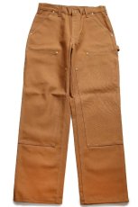 画像2: 新品★USA製 carharttカーハート ダブルニー ダック地 ペインターパンツ 茶 W32 L30 (2)