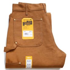 画像1: 新品★USA製 carharttカーハート ダブルニー ダック地 ペインターパンツ 茶 W32 L30 (1)