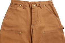 画像4: 新品★USA製 carharttカーハート ダブルニー ダック地 ペインターパンツ 茶 W32 L30 (4)