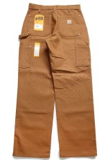 画像3: 新品★USA製 carharttカーハート ダブルニー ダック地 ペインターパンツ 茶 W32 L30 (3)
