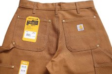 画像5: 新品★USA製 carharttカーハート ダブルニー ダック地 ペインターパンツ 茶 W32 L30 (5)