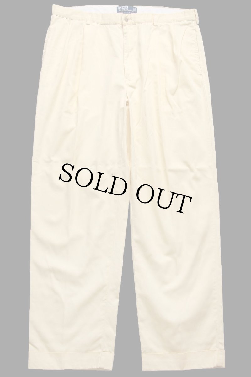 画像2: 90s ポロ ラルフローレン HAMMOND PANT ツータック コットンパンツ 薄黄 W38 L30★357 (2)