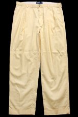 画像2: 90s ポロ ラルフローレン HAMMOND PANT ツータック コットンパンツ 薄黄 W38 L30★357 (2)