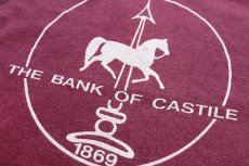 画像4: 90s USA製 Championチャンピオン THE BANK OF CASTILE 1869 ひび割れプリント スウェット ワインレッド フェード L (4)