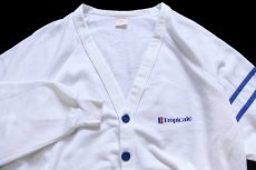 画像3: 80s USA製 Tropicale ロゴ ライン入り スウェット カーディガン 白 XL (3)