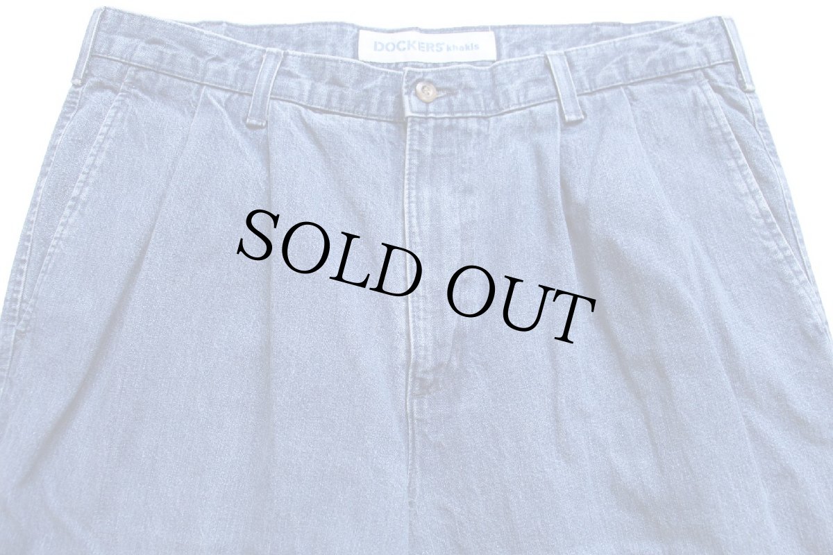 画像4: 90s DOCKERSドッカーズ ツータック スラックス デニムパンツ W38 L30★Levi'sリーバイス トラウザーズ (4)