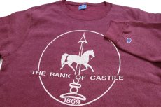 画像3: 90s USA製 Championチャンピオン THE BANK OF CASTILE 1869 ひび割れプリント スウェット ワインレッド フェード L (3)