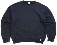 画像1: 90s メキシコ製 RUSSELLラッセル 無地 前V スウェット 黒 M★ブランク (1)