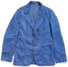 画像1: 70s ベルギー製 LEEリー 2つボタン デニム テーラードジャケット★ブレザー ユーロ (1)