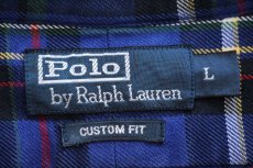 画像4: 00s ポロ ラルフローレン CUSTOM FIT マドラスチェック ボタンダウン コットン ライトネルシャツ L (4)