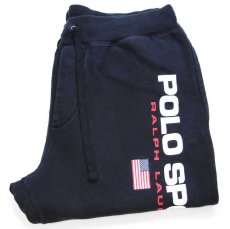 画像1: POLO SPORT ポロ スポーツ ラルフローレン ロゴ 星条旗 スウェットパンツ 黒 L (1)