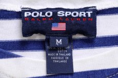 画像4: 90s POLO SPORT ポロ スポーツ ラルフローレン ボーダー ボートネック 七分袖 コットン カットソー 白×紺 M (4)