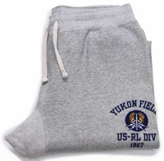 画像1: 00s ポロ ラルフローレン YUKON FIELD US-RL DIV 1967 フロッキープリント スウェットパンツ 杢グレー XL (1)