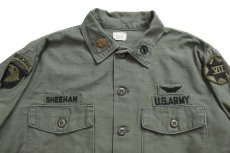 画像3: 70s 米軍 U.S.ARMY AIRBORNE パッチ付き コットンサテン ユーティリティシャツ オリーブグリーン 17.5 (3)
