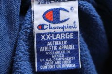 画像4: 90s メキシコ製 Championチャンピオン スクリプト ビッグロゴ刺繍 スウェットパーカー 薄紺 XXL★特大 フーディー (4)