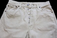 画像4: 90s USA製 Levi'sリーバイス 501 ダメージ カラーデニムパンツ カーキ W32★A5 (4)