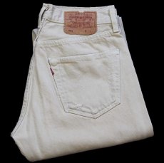 画像1: 90s USA製 Levi'sリーバイス 501 ダメージ カラーデニムパンツ カーキ W32★A5 (1)
