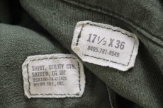 画像5: 70s 米軍 U.S.ARMY AIRBORNE パッチ付き コットンサテン ユーティリティシャツ オリーブグリーン 17.5 (5)