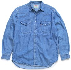 画像1: 90s ポルトガル製 Levi'sリーバイス デニム ウエスタンシャツ L★ユーロ (1)