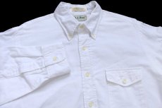画像3: 80s L.L.Bean 無地 ボタンダウン オックスフォード コットンシャツ 白 16 (3)
