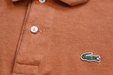 画像5: 90s LACOSTEラコステ ワンポイント コットン 鹿の子 長袖ポロシャツ 薄レンガ 5 (5)