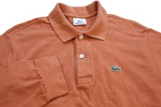 画像3: 90s LACOSTEラコステ ワンポイント コットン 鹿の子 長袖ポロシャツ 薄レンガ 5 (3)