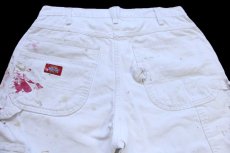 画像4: Dickiesディッキーズ ペンキ飛び&ダメージ&リペア カットオフ コットン ペインター ショートパンツ ボロ 生成り W32★ショーツ (4)