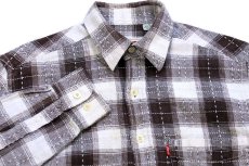画像3: 90s Levi'sリーバイス 織り柄 チェック コットンシャツ S (3)
