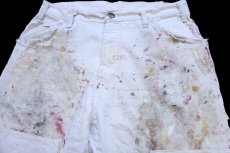 画像3: Dickiesディッキーズ ペンキ飛び&ダメージ&リペア カットオフ コットン ペインター ショートパンツ ボロ 生成り W32★ショーツ (3)