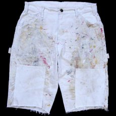 画像1: Dickiesディッキーズ ペンキ飛び&ダメージ&リペア カットオフ コットン ペインター ショートパンツ ボロ 生成り W32★ショーツ (1)