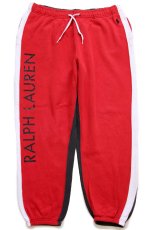 画像2: ポロ ラルフローレン RALPH LAUREN ロゴプリント ツートン切り替え スウェットパンツ 赤×チャコールグレー L★ジョガーパンツ (2)