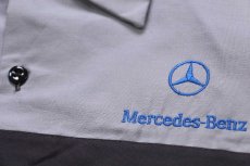 画像4: 00s RED KAPレッドキャップ Mercedes-Benz メルセデス ベンツ ロゴ刺繍 マルチカラー 切り替え 半袖 ワークシャツ L (4)