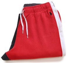 画像1: ポロ ラルフローレン RALPH LAUREN ロゴプリント ツートン切り替え スウェットパンツ 赤×チャコールグレー L★ジョガーパンツ (1)