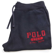 画像1: ポロ ラルフローレン POLO ロゴ フロッキープリント スウェットパンツ 黒 XL★ジョガーパンツ (1)