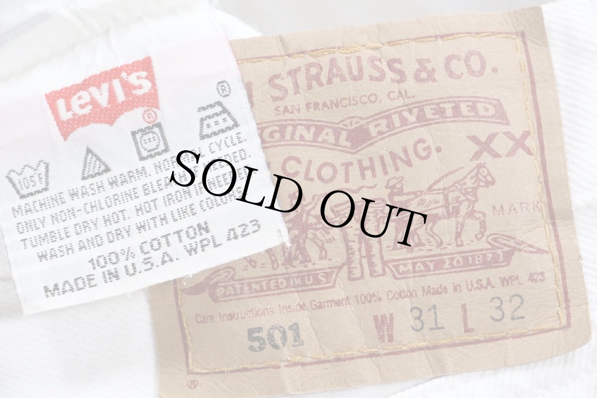 画像6: 90s USA製 Levi'sリーバイス 501 ホワイト デニムパンツ W31 L32★A11 (6)