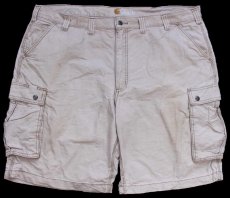 画像1: carharttカーハート RUGGED CARGO SHORT ダック地 カーゴ ショートパンツ ライトベージュ W44★19 特大 ショーツ (1)