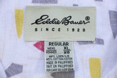 画像5: 90s EddieBauerエディーバウアー 総柄 オープンカラー 半袖 リネン×コットンシャツ XL (5)