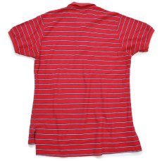画像2: 80s L.L.Bean ボーダー コットン 鹿の子 ポロシャツ 赤×紺×白 L (2)