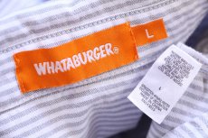 画像4: WHATABURGER ワッタバーガー 刺繍 ストライプ ボタンダウン 半袖 オックスフォード シャツ グレー×白 L (4)