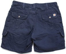 画像2: 00s メキシコ製 carharttカーハート コットン キャンバス カーゴ ショートパンツ 濃紺 12★ショーツ (2)