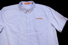 画像3: WHATABURGER ワッタバーガー 刺繍 ストライプ ボタンダウン 半袖 オックスフォード シャツ グレー×白 L (3)